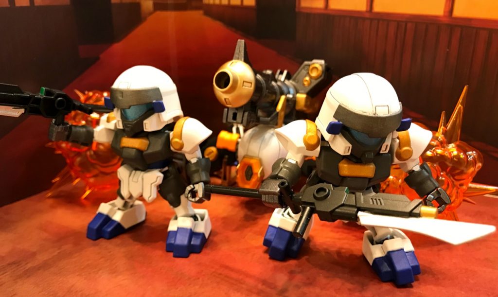 武器は「爆溶熱刀(バヨネットウ)」。銃としても槍としても使える便利な武器。刃先は短時間であればヒート兵器としても使用可能。烈帝城守備隊に支給されるもので、からくり一門である爆流頑駄無が開発に協力したという。