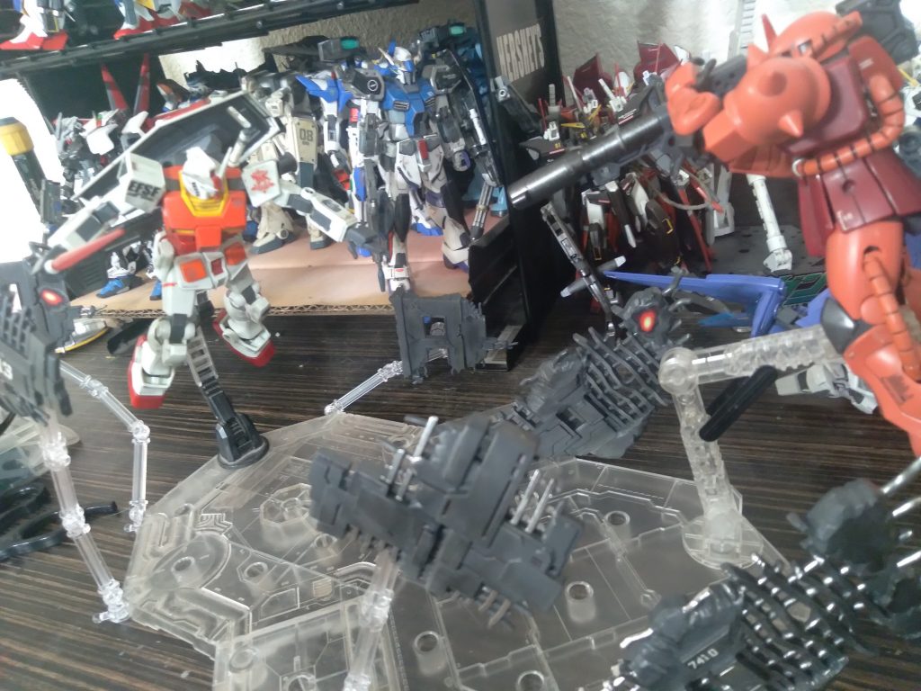 The Gundam is attacking char