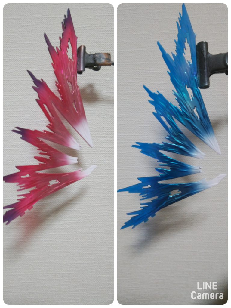 それぞれの機体にあわせて光の翼も塗りました