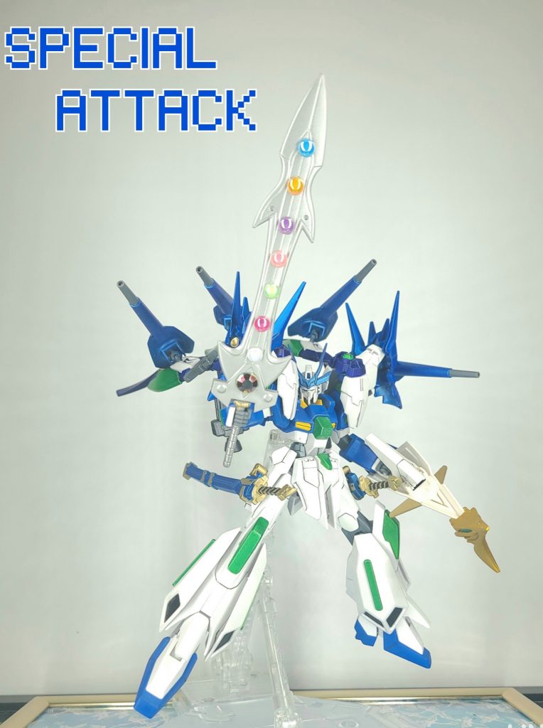 最後は必殺技発動っぽくやっぱり自分が好きなキャラ専用機体とかは作ってて楽しいですね☺️最後までご覧頂きありがとうございました。次回を待て！