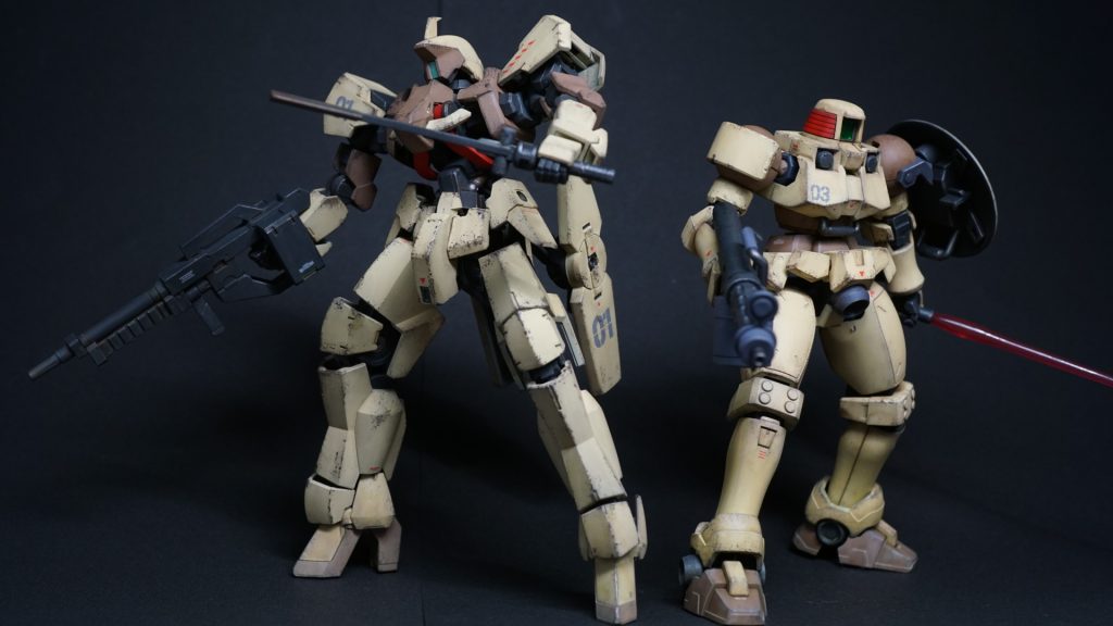 3機編成の小隊長機という脳内設定です。3番機のリーオーと。なぜリーオーとグレイズが一緒にいるのかとか、地上用グレイズじゃないのかとか、細かいことは気にしない！