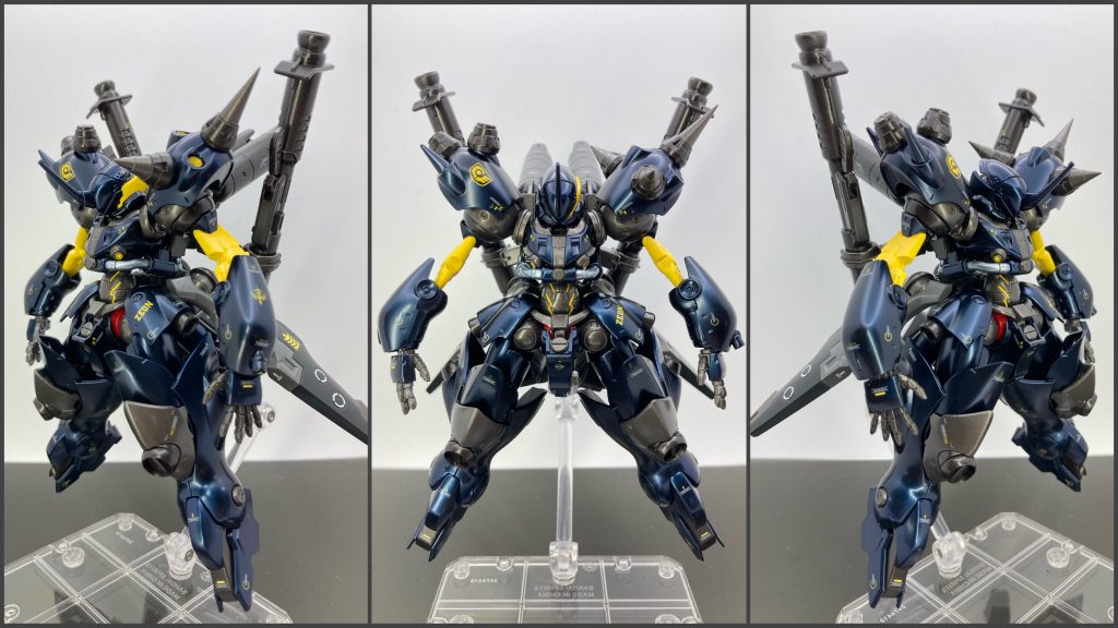 前面から。全体の纏め方としては、マックナイフでありながらしっかりケンプファーである。ということをイメージしてマックナイフを素体とする感じでケンプファーの特徴的な部位を組み込んでいきました。 