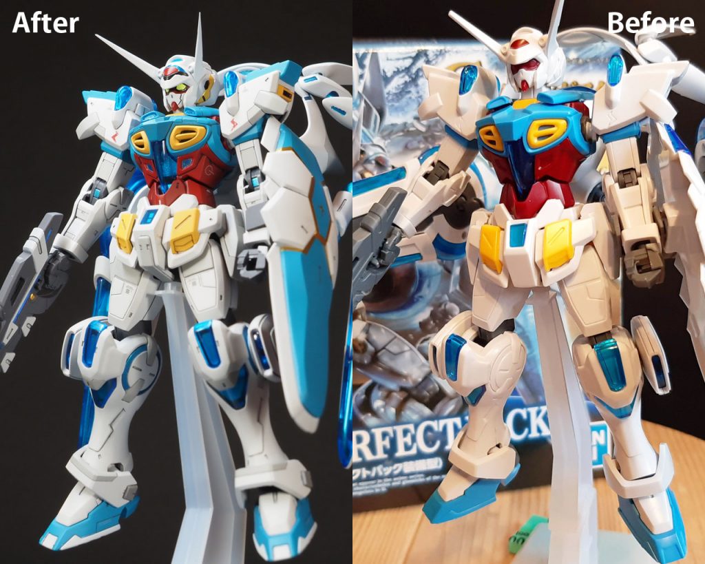 左:全塗装完成品、右:パチ組です。そんなに変わってないですね。