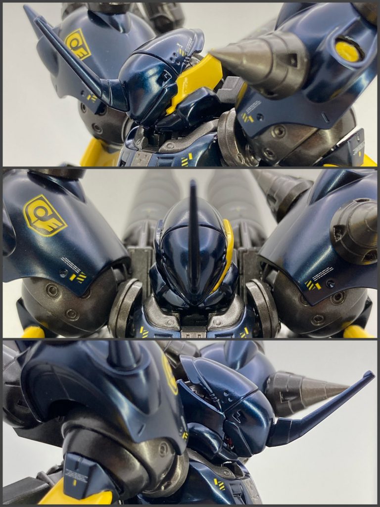 頭部ケンプファーの流れる様な頭部のフォルムを活かしつつマックナイフの頭部をベースにしました。