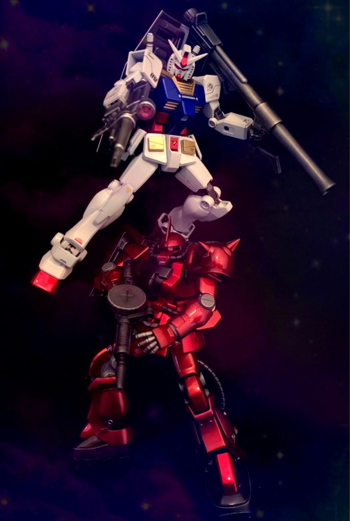 このキットにシャア専用ザクは付いていません。ベタですがこの2機は並べたくなる世代なんです♪