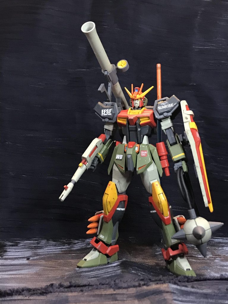 ガンダム初期案であるフリーダムガンボーイを元に、ストライクとかけフリーダムストライクという。ただそれだけの、、、カラーリングは原典そのままだとストライクに合わない予感がしたのでリアルタイプと足して2で割った感じを狙いました。あとはミサイルやらバズーカやらグレネードやらをそれっぽく。