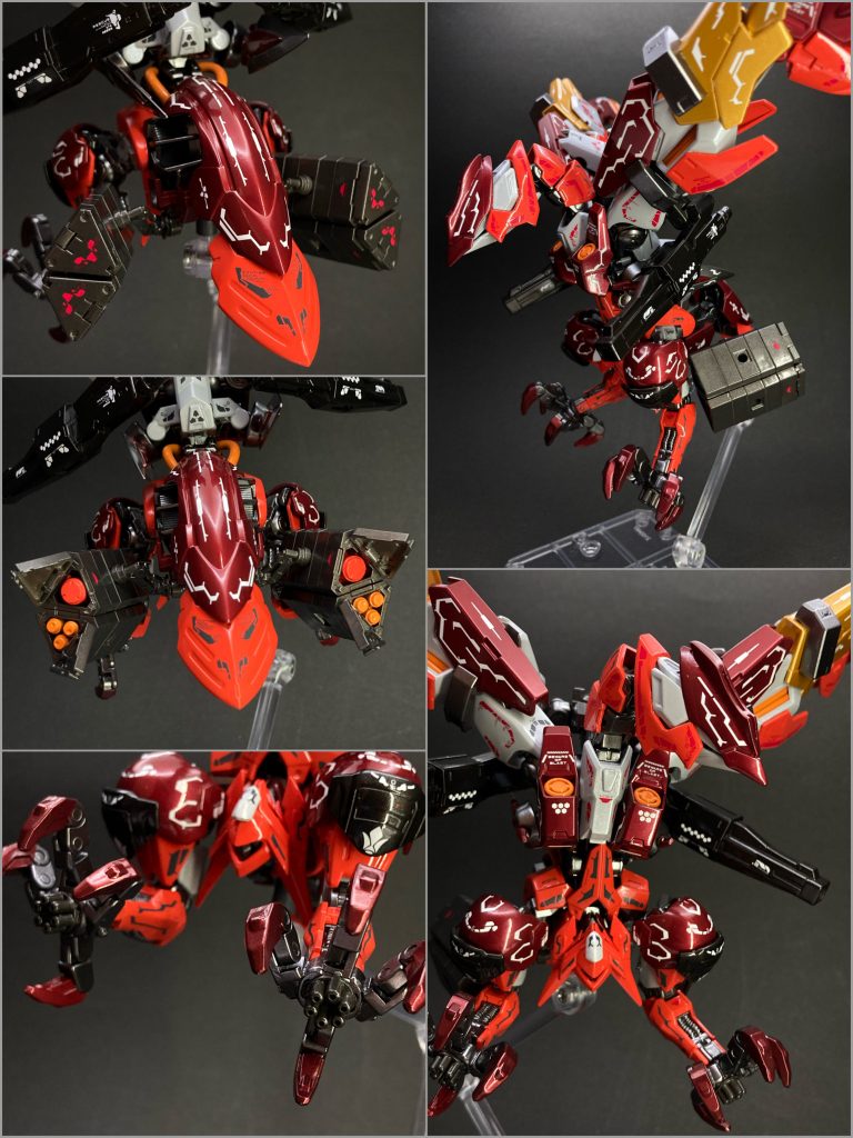 バードモード専用武装：ミサイルポッドガトリング砲(脚)ショートバレルキャノン上空から攻め入る際に装着して出撃する🦅地上に降り立つ時には外し人型へと姿を変える