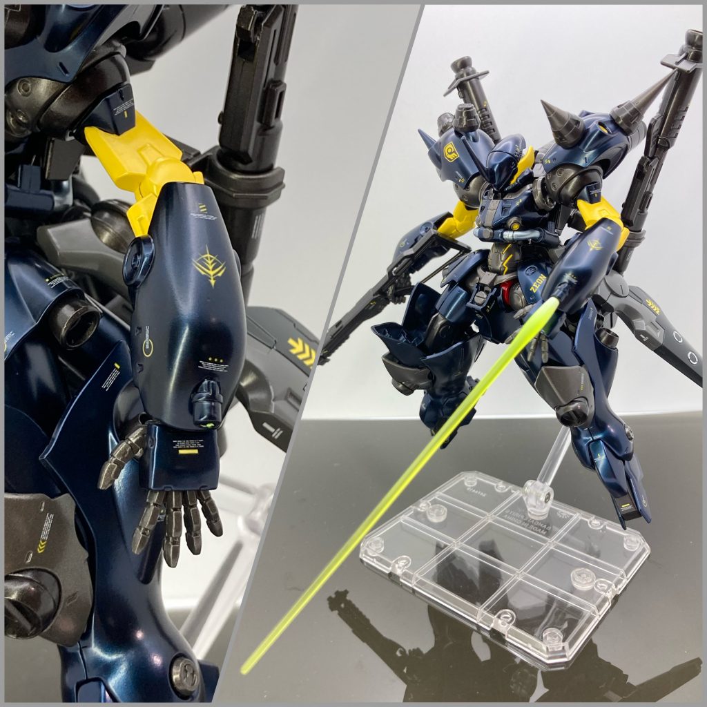 腕ケンプファーの肩と腕の繋ぎにマックの腕を組込み、ボリュームあるケンプファーのパーツにマックナイフの腕とでメリハリを出しました。 