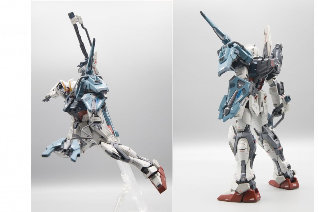 ソードストライカーは左肩のシールド？の部分をプラ版で作り直し。パンツァーアイゼンもちょっとイジって腕への取り付け方も変更。