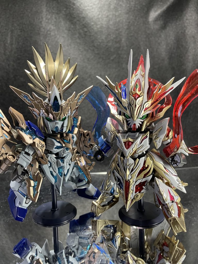 前回制作した龍尊劉備ユニコーンガンダムと一緒に撮影。アニメでの活躍が少ない2体でしたが外伝での活躍に期待したいと思います。ご覧頂きありがとうございます。