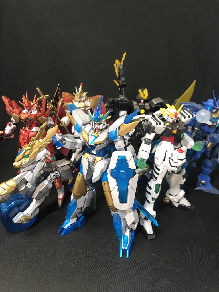 最後はフォース[四神]勢揃いで〆！当初は四人で完結するはずだった四神モチーフですが、黄龍と麒麟も作ろうと決めてから、なんやかんやで完成まで2年以上かかってしまいました…。特に麒麟は色々と難航したので、ようやく揃った感が大きいです。拙いですがストーリーなんかも考えていて、忍者たちとの絡みもあるのですが…もし機会があれば投稿したいですね。ここまで閲覧いただきありがとうございました！次回はSD系の作品を投稿したいと思います。次回を待て！(*´∀｀)ﾉｼ