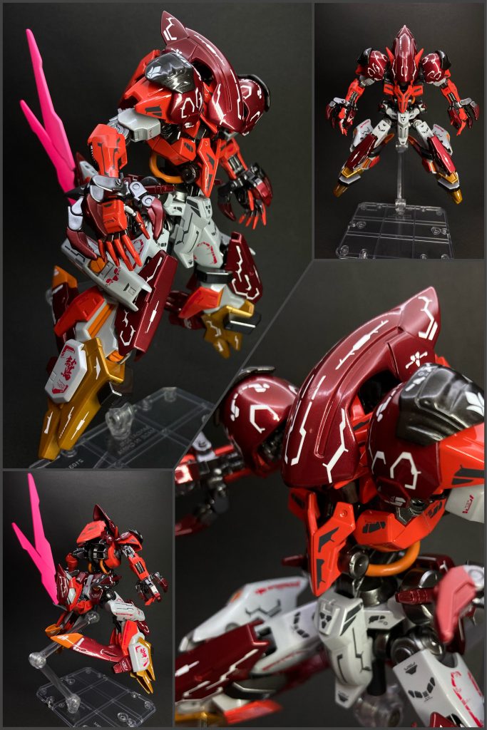 モードチェンジ「デモンズモード」フード、爪、尻尾を展開して地上強襲型に爪はヒートクローになっている