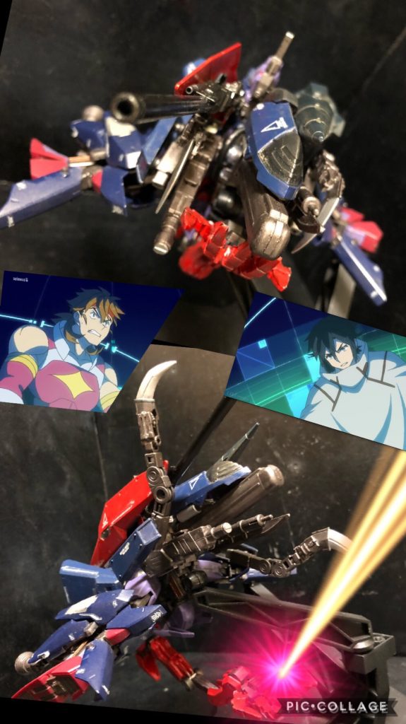 ・ゼルトザームアルム本機体を象徴する右腕のアーム。ガンダムヴァサーゴのように普段は折りたたまれており、攻撃時に展開し伸びる。また、手の部分はヴェイガンのMSと同様に指が左右対称になっている。手のひらに拡散メガ粒子口が追加され、様々な方向に発射出来きる。また、掴んだ相手を確実に破壊出来る。ーーーーーーーーーーーーーーーー???「待てーー!そこまでだ!」oyz「ぬ!何奴!?」カザミ「なんだよ!あの戦闘機!?」ヒロト「この声は....。室長?」???「いいから掴まれ!この戦闘空域から離脱するぞっ!」ヒロト「行くぞカザミ!」カザミ「お、おお!?」oyz「フフフ、逃げたか...。だがまだこのミッションは終わらんよ。フフフ.....。」−続く−