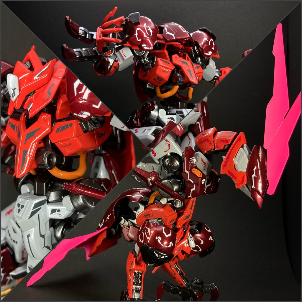 マック･ラウム最後まで見ていただきありがとうございました(^^)ただでさえ細身でシンプルなマックナイフを再現するのはどこまでパーツを盛ろうかとても悩みましたそんな試行錯誤をする中で閃いたバードモードはこの作品に大きな独自性を与えてくれました😌ミキシングの神様はいらっしゃる( •̀ω•́ )و