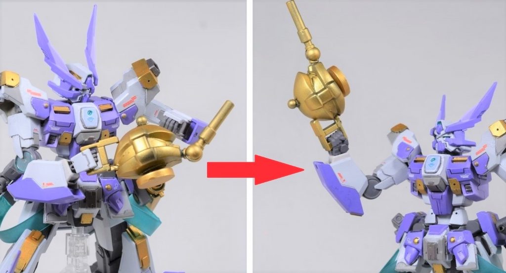 もう一つの武装はランプからライフルに変形する「ランプガン」です。旧キット 1/100ゲルググの頭部をベースに作成しています。