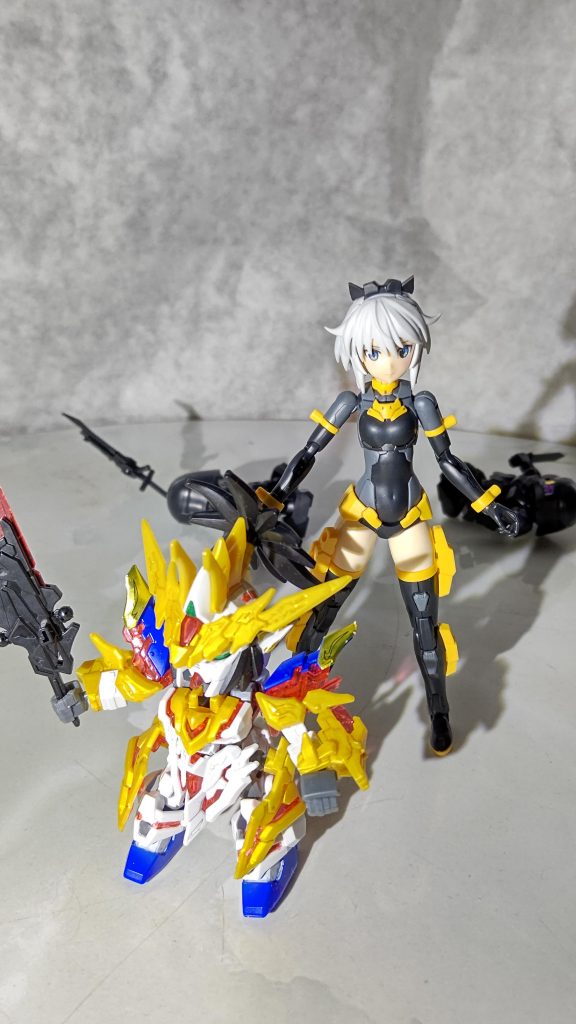 そして希望の星。悟空インパルスリシェッタを制作した際次はこの組み合わせと考えていたのですが、パーツ分割が難しく、黒髪ポニテ手に入らなかったのでお蔵入り。別売の表情パーツ確保出来たら挑戦するかも?