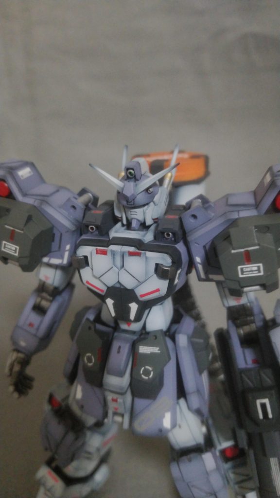 カラーリングはG3カラーで仕上げてます。グリーンベースのミリタリーか、グレーベースのロービジカラーか迷いましたが、面白味に欠けたため紫で塗りました。各種の追加装甲はダークグリーンで塗りわけ、別の装甲感を出しました