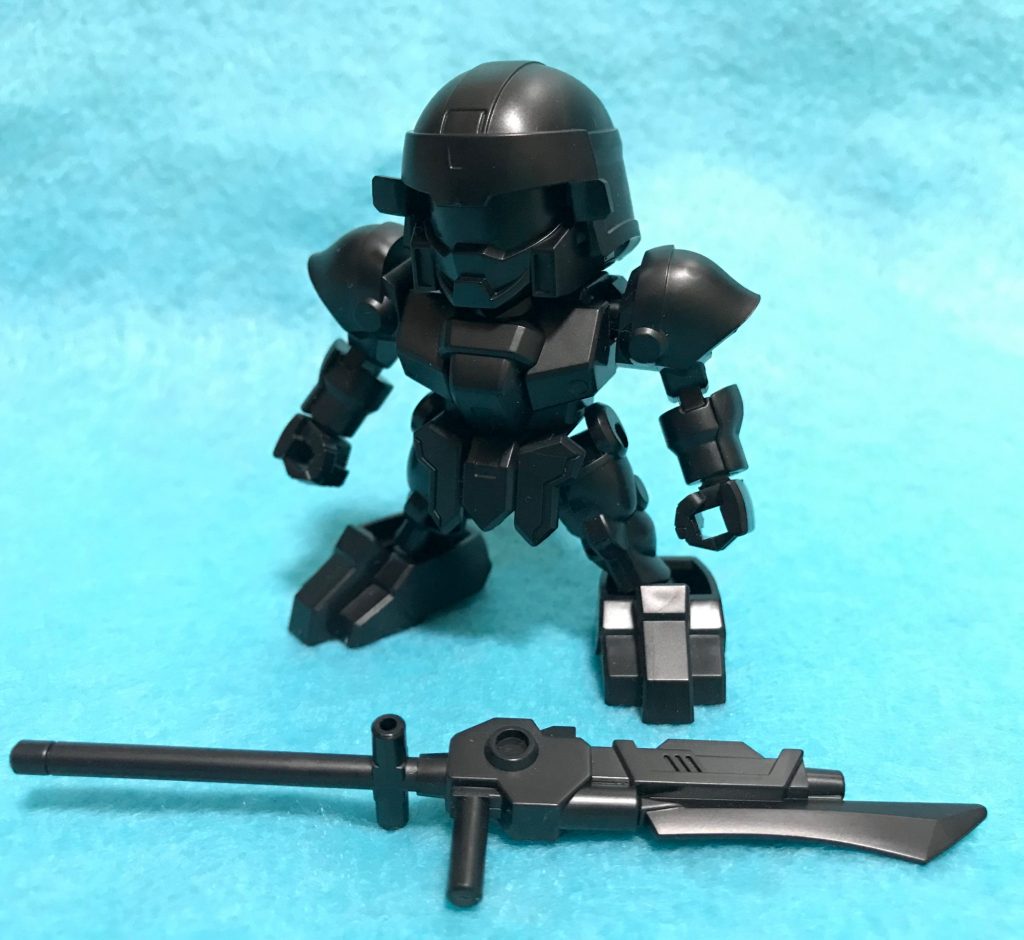 コイツは素の状態の部隊兵のキットです。KPSのポリキャップレスキットで、1体につき10分程度で完成します。見ての通り真っ黒なので塗装は必須ですが、逆に塗装次第でどのようにもなります。以下、部隊兵キットをアレンジしたオリジナル兵士です。※斜体の文字は全て妄想設定です。苦手な方はスルーしてください。