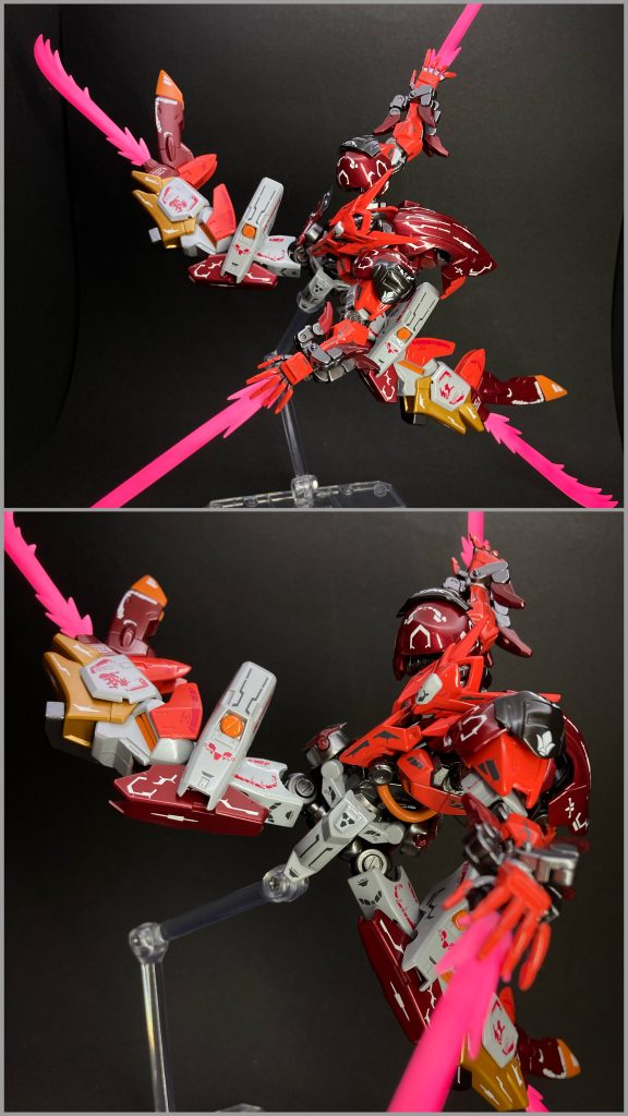 パルマサーベルとレッグサーベルを展開することで旋回技も