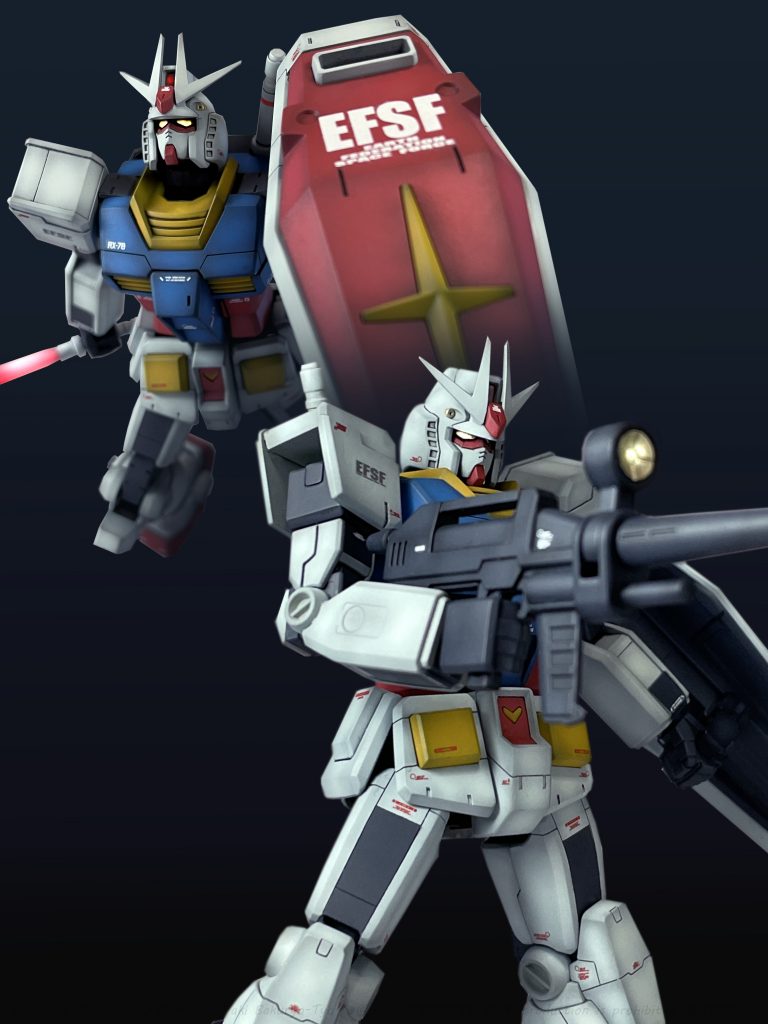 主兵装は「頭部バルカン」「ビームライフル」「ビームサーベル」「ガンダムシールド」です。いずれも標準的な仕様で運用されます。