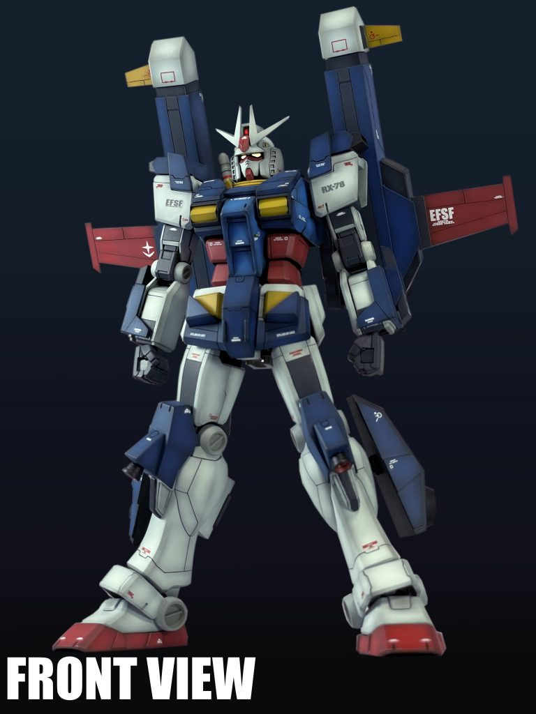 「RX-78+EG-MECHA EGアーマー」は「RX-78」と「EGメカ」がドッキングした形態です。「EGメカ」はガンダムのサポートメカ「Gメカ」を¨MS形態でも¨運用可能¨に再設計した。という設定を持つ¨EnhancedなGメカ¨です。