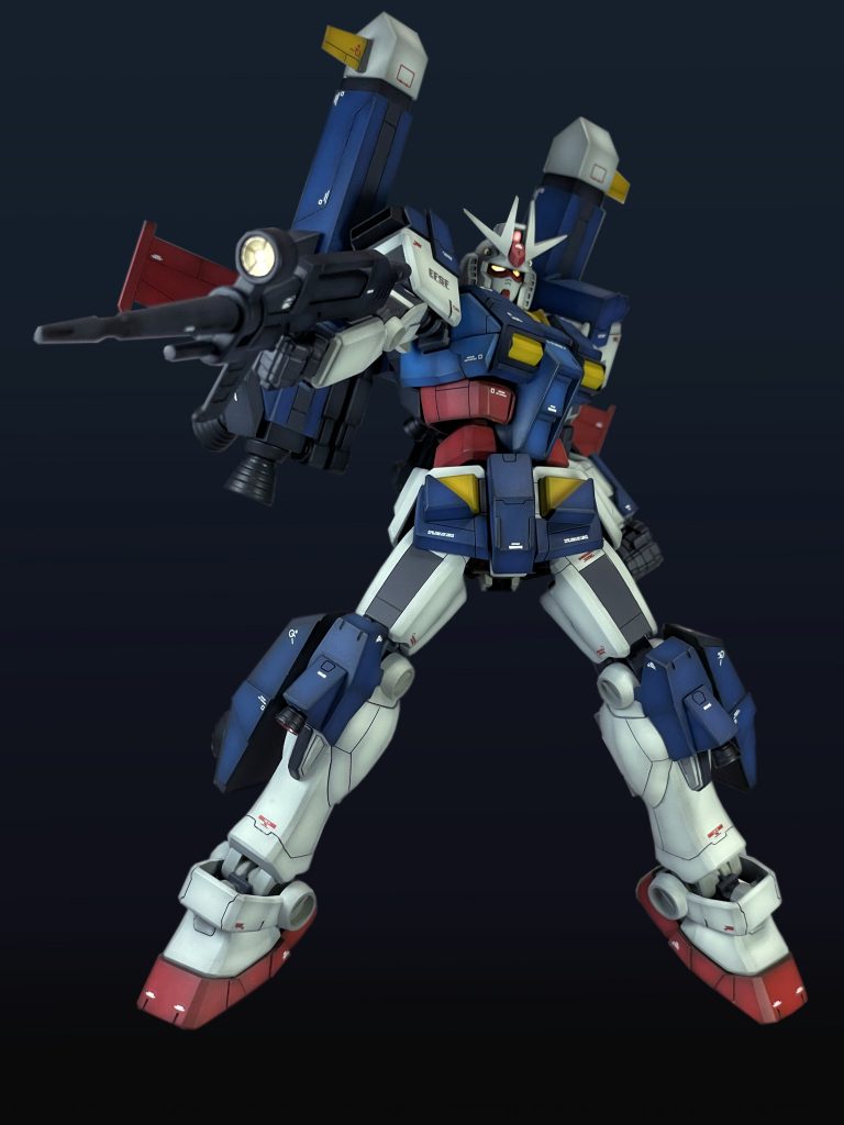 増加装甲のデザインや「※1高機動型ガンダム」のエクステリアを参考にしています。「高機動型ガンダム」は対MA用の宇宙戦用機体であり、同じくFSWS計画のスピンオフで制作された機体です。※1 PS2「ギレンの野望 ジオン独立戦争記」登場のif機体。
