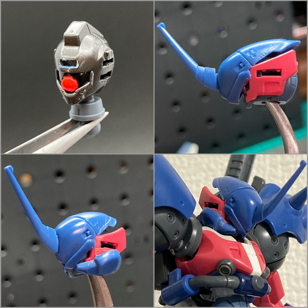 メインカメラにはちゃんとモノアイが入っております。ちなみにコチラの頭部はマックナイフ(量産機)を使用。貴重_(:з」∠)_ 