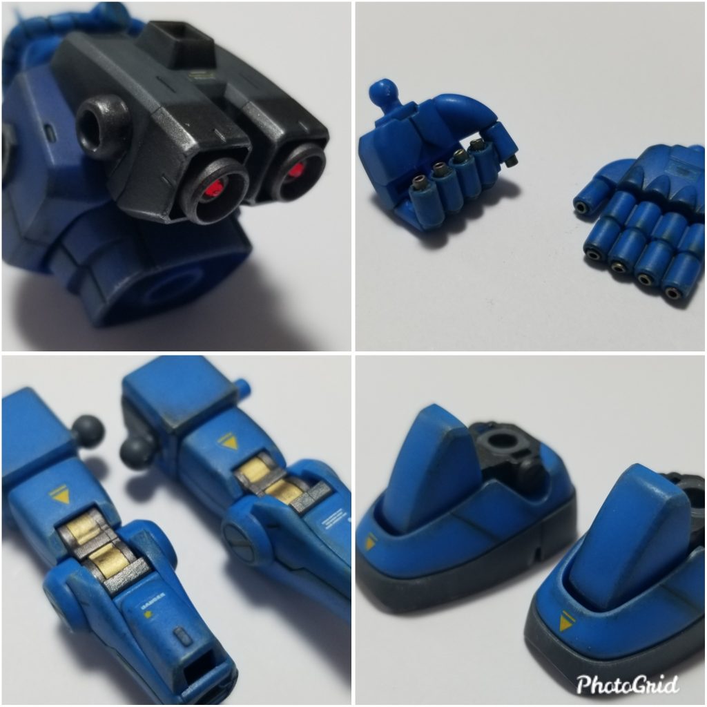 バーニア内部にはラインストーンを、左手砲身にはメタルパーツを埋め込んでいます。