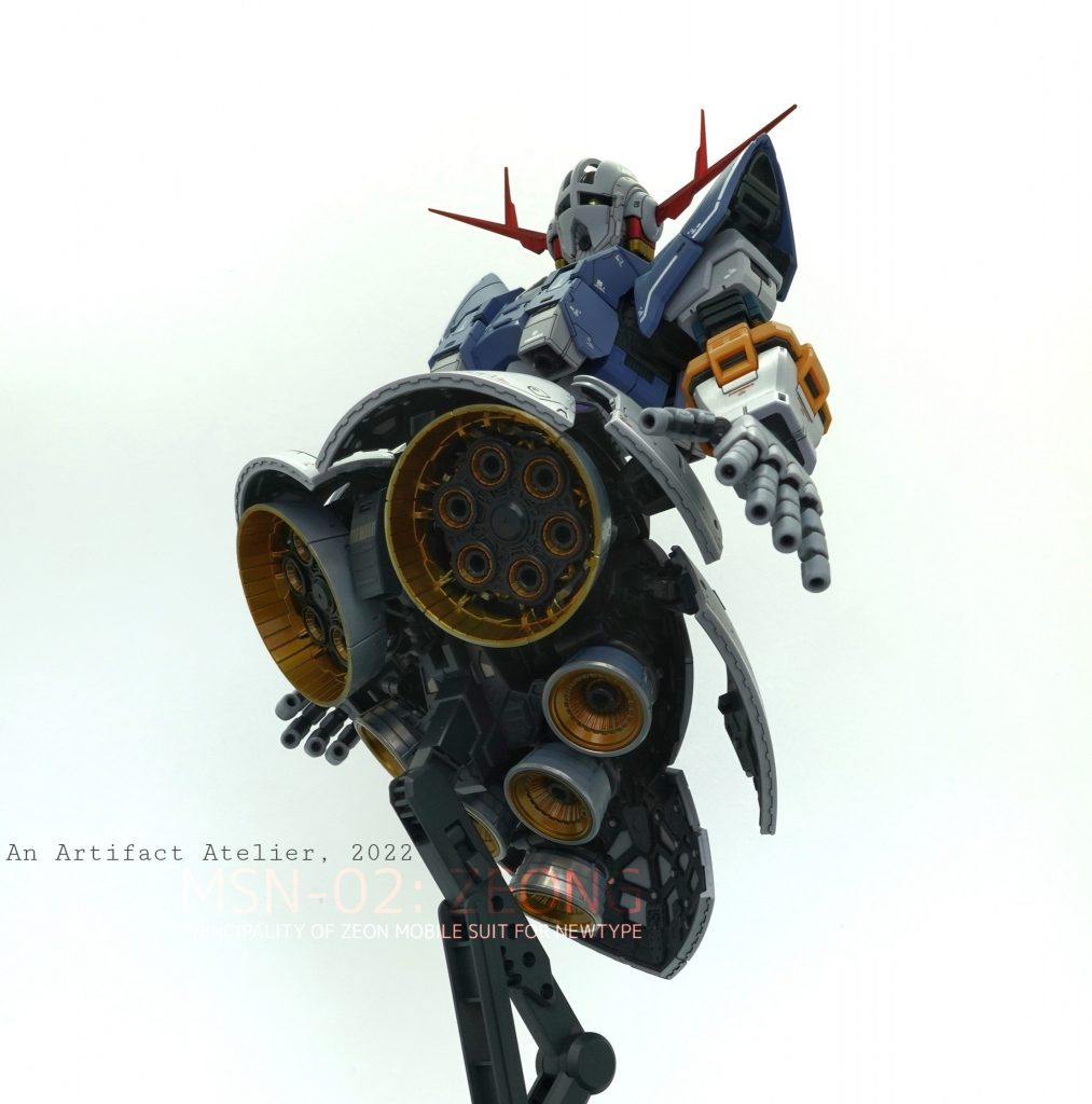 バーニア群内側は、シルバー立ち上げ→クリアーオレンジで塗り重ね、外側はシルバー立ち上げ→クリアーホワイトを塗り重ねています。