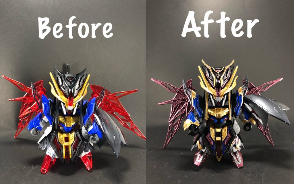 赤のクリアパーツを濃いめの色合いでメタリック塗装にしました！