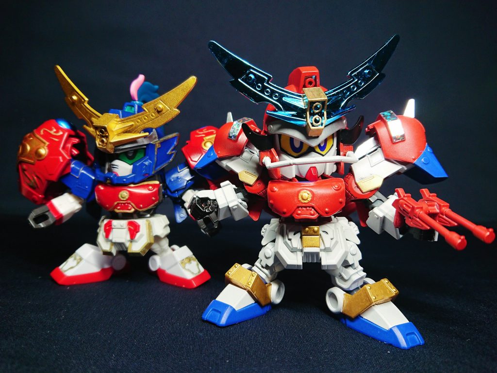 ほぼ同パーツですが、原作重視カラーで制作した三国伝オリジナルと差別化はできているはず?あと馬超ブルーディスティニーの腰パーツが、やっぱりどう見てもマックスターのために作られたんじゃないんか?とw