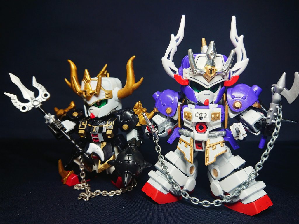 使用パーツの違いでサイズ差がありますが、キャラクターの設定身長は同じくらいをイメージしています。ただ、三國志内での鄂煥はめっちゃデカいみたいです。これだと冒流刀のがデカい!w