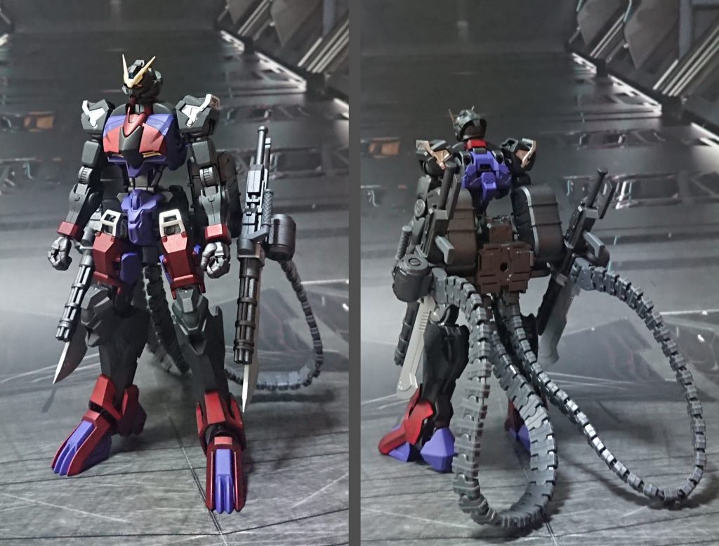 ガトリングブレード装備の前・後ろ。給弾ベルトは長めにしています。