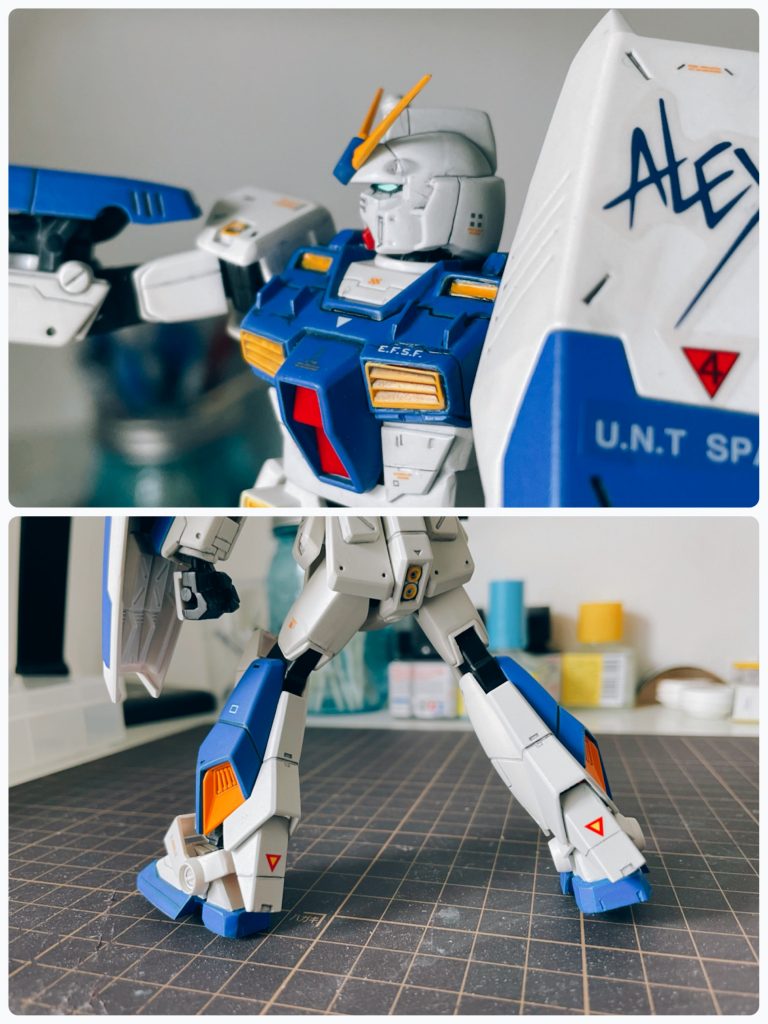 横から見た頭の形と顔の角度がいい感じ。ふくらはぎもいい形に収まりました。