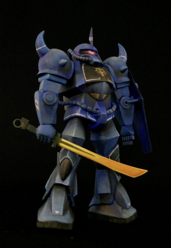 ザクとは違うのだよ!ザクとは!!ということでランバラルの愛機グフです、武器はヒート剣を選択青単色の機体が男の子の心をくすぐります。