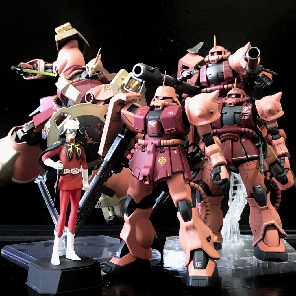 近ごろ作ったシャア専用機たちと。萌え(^^)