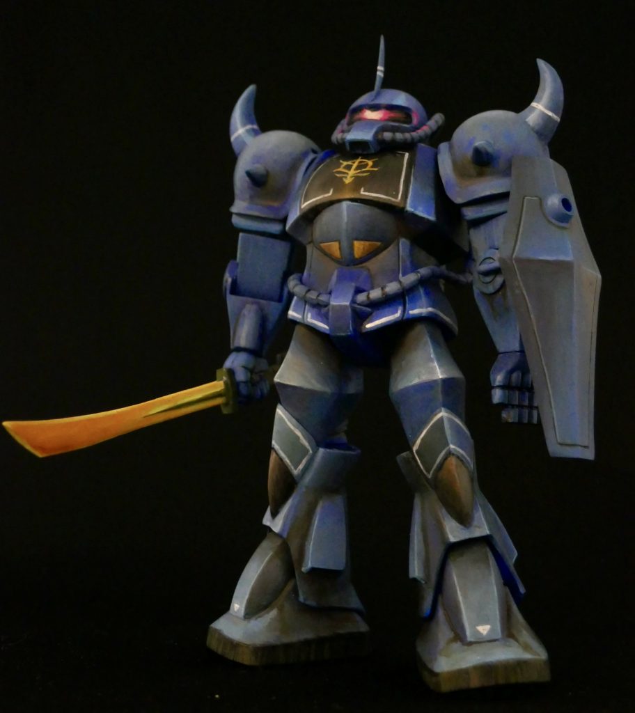 上半身のボリュームをパーツの削り込みで緩和し素組よりスマートな印象にしています太ももは太く改造されることが多い箇所ですが今回はそのまま使ってます上半身ののボリュームを落としたことと、太ももパーツにハイライトが当たった表現を描き込んだためか、太ももの細さは目立たなくなったと思います