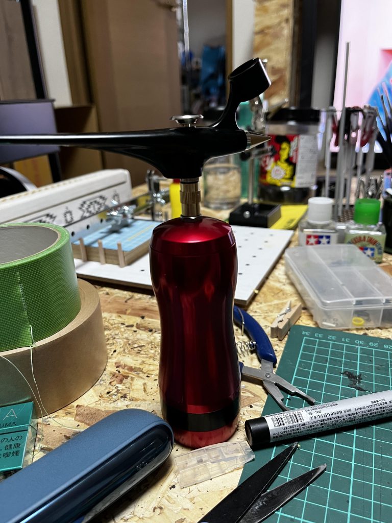 この機体からガンマカのエアブラシシステムを導入しました。充電式コンプレッサーも同時に購入。やれることが広がってワクワクしてました。