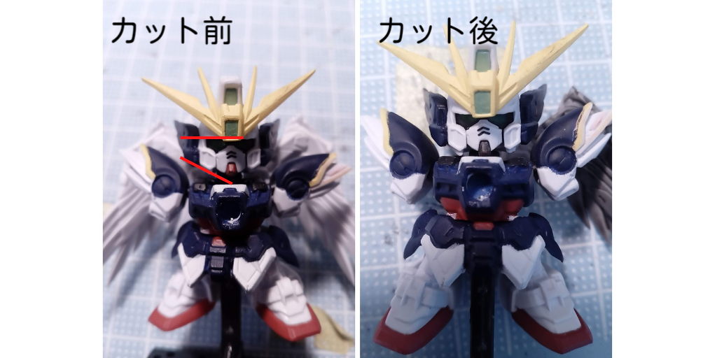 顔は頬と目の上と厚さカット。のっぺり感を減少しました。