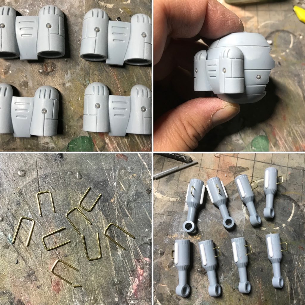 背面(?)バーニアやマニピュレーターにも、プラパーツや真鍮線でディテールアップ。