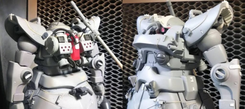 モリモリ　盛り付けて(^^)エバーグリーンプラ材で　スジ彫りの上に貼り付けたりスジ彫りありそうなところに貼り付けたりしてみました‼