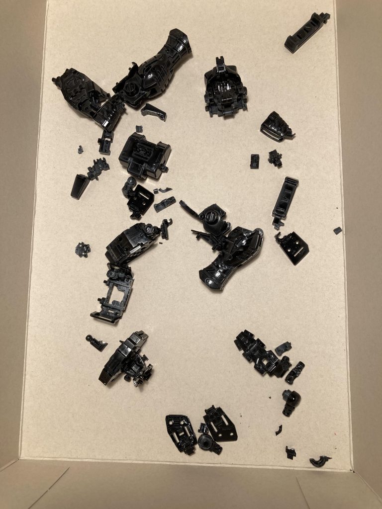 知識不足から、ABSにラッカーを吹いてしまい内装がほぼ全壊して組み立て困難な状態に。意地でも完成させたかったので、泣く泣く2機目を購入しました。