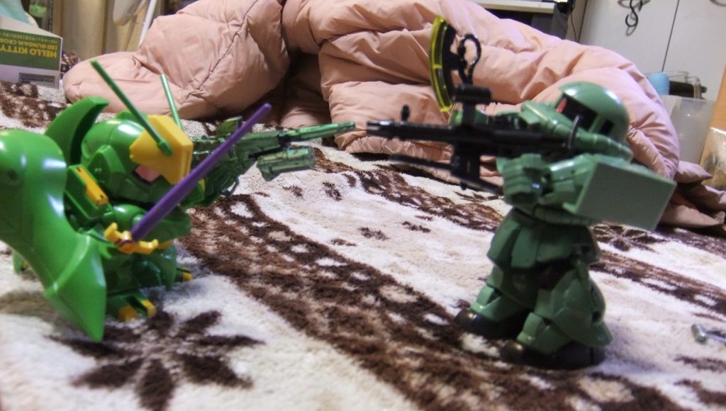 キティザクとの対決・・・脱ぎ散らかしたジャンパーを背景にするのはヤメナサイ^^;