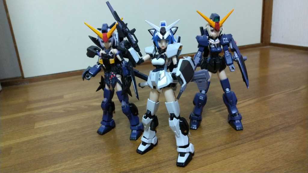 取り敢えずこれでガンダムMk-Ⅱちゃん三姉妹が揃い踏み。こうして見ると、最初期のと比べるとMS少女の製作技術の差が見て取れます。というか、どんだけMS少女を作ったんだという話なのですがwww個人的には5周年コンに出したいところですが、純正のガンプラではないため断念。今回のコンテストはメカ丸作MS少女には圧倒的に不向きなお題となっておりますw今回はこれで終わろうと思います。最後まで見ていただきありがとうございました!