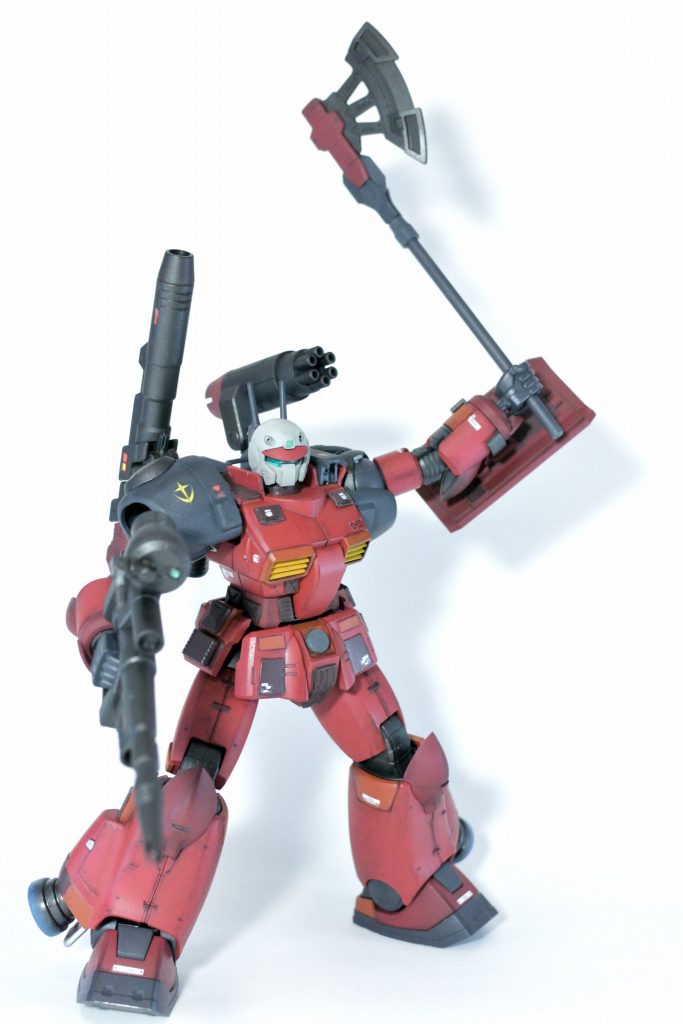 ガンキャノンの近接武器といえば、斧ですよね!寄ってくるなら振り回す、むしろ寄って振り回す。マントも付ければ良かったなぁ