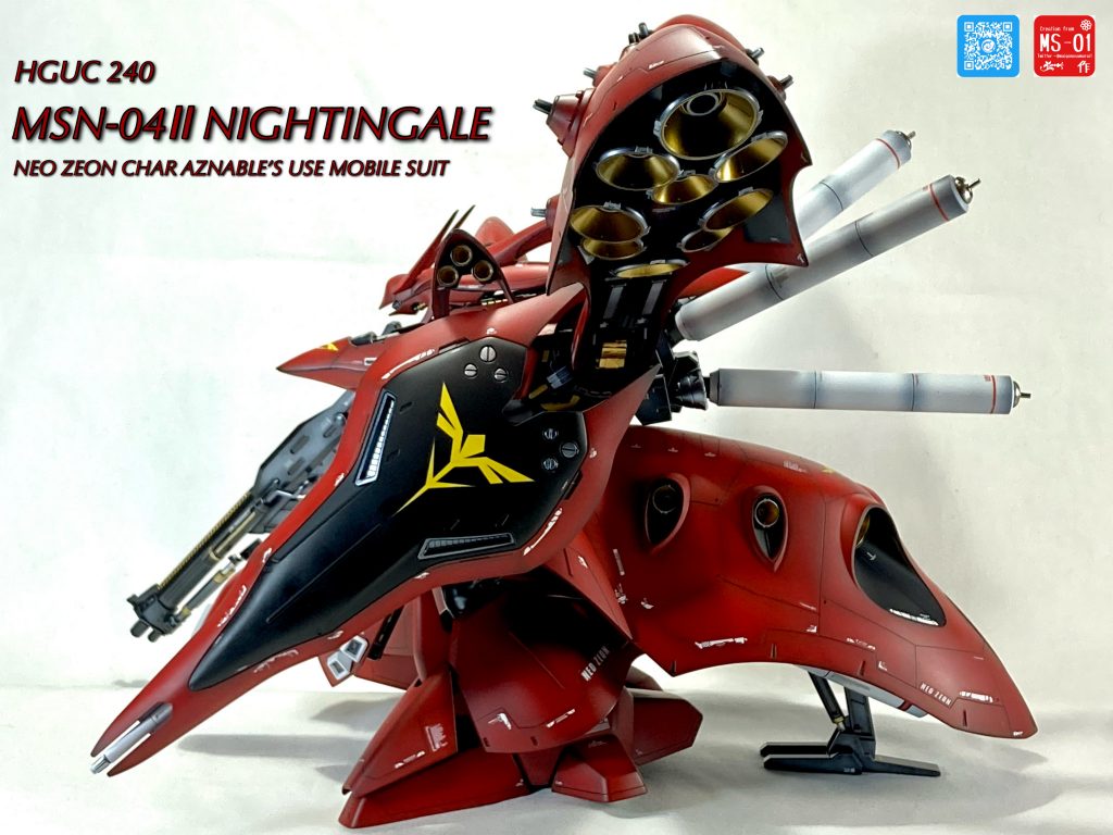  ディテールアップ:1 スジボリファンネルバインダーとリアスカートを中心にスジ彫り、疎密を意識してあえてフロントアーマー周りと腕などには彫りませんでした。あとファンネルバインダーとリアスカートとで彫る太さや深さなど彫り方を変えて変化を持たせてあります。