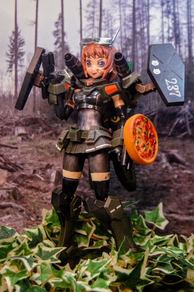 大型のピザがシールド兼携帯食？(笑)