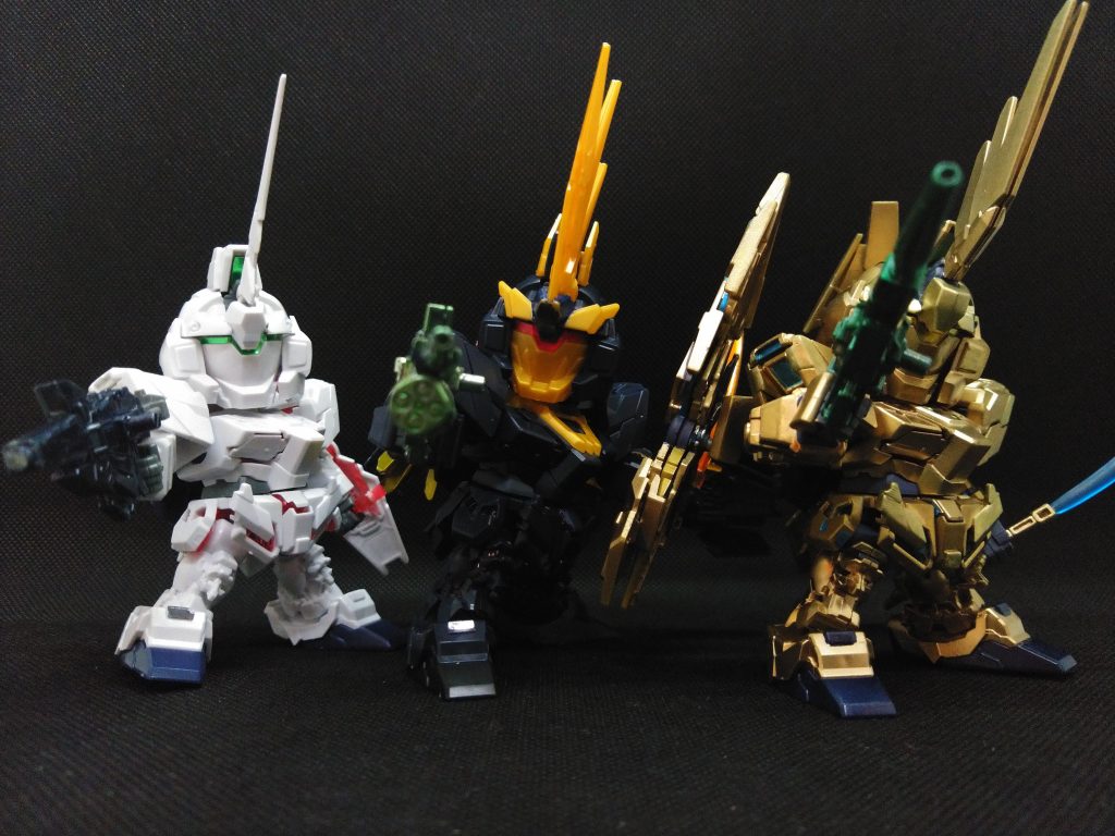 興味を引かせるのに成功して娘によって作られたユニコーンとバンシィ。一年以上前に完成した為現在中破状態でした(゚ω゚;)トリプルビームマグナァム❗