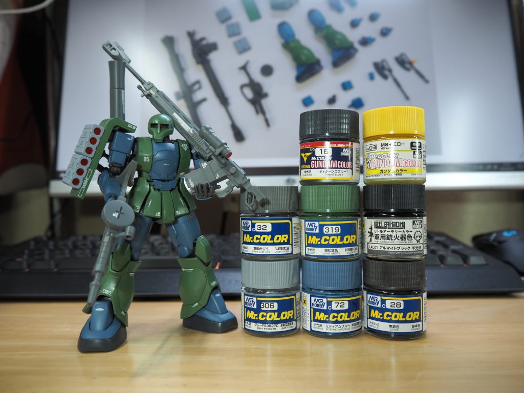 使用した塗料一覧。白のデカールで明るさを演出する奴。足元だけティターンズブルー1