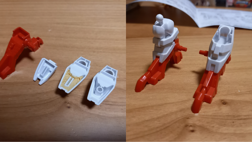 素体と龍脚と接続するために、元キットから接続穴を移植しました。